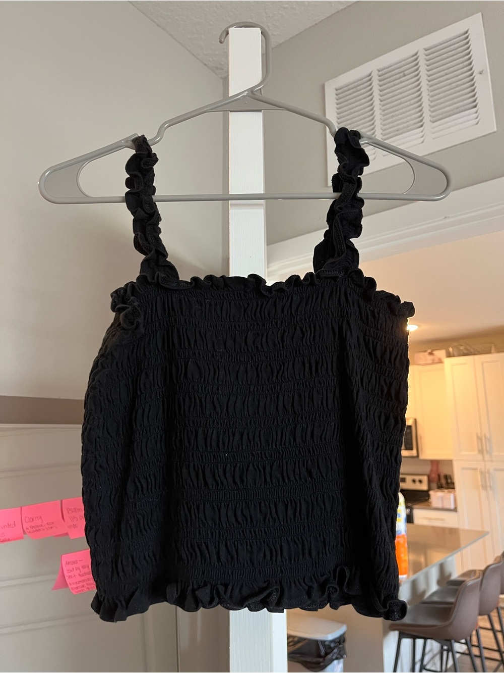 Old Navy Black Smocked Ruffle Strap Camisole